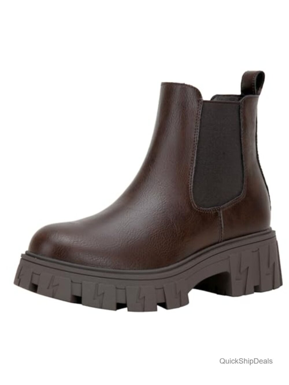Women's Chelsea Combat Boots Chunky Platform Ankle Boots Faux Leather